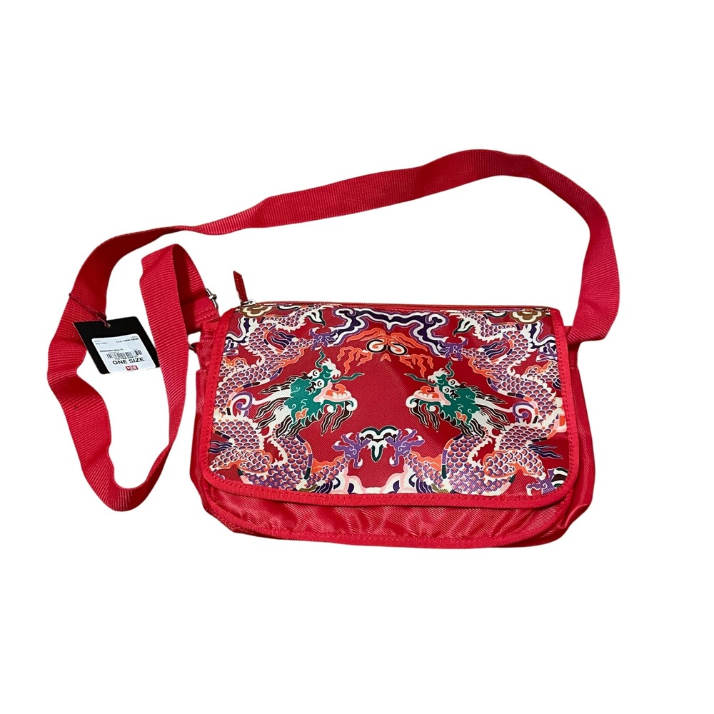 Vivienne Tam Double Happiness Red Dragon Print Nylon Crossbody Purse Bag NWT